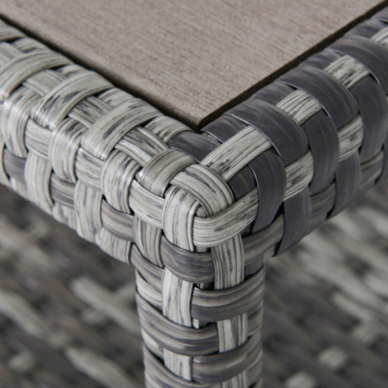 Best 2 Seater Patio Wicker Chaise Lounge Sofa Set with Fabric Cushion, Grey - Image 11