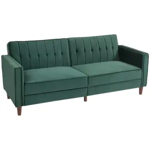 Best Velvet-Feel Three-Seater Sofa Bed - Green