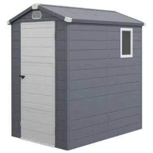 Best 4.4ft x 6.2ft Aluminium Frame and Plastic Wall Shed, with Foundation - Grey