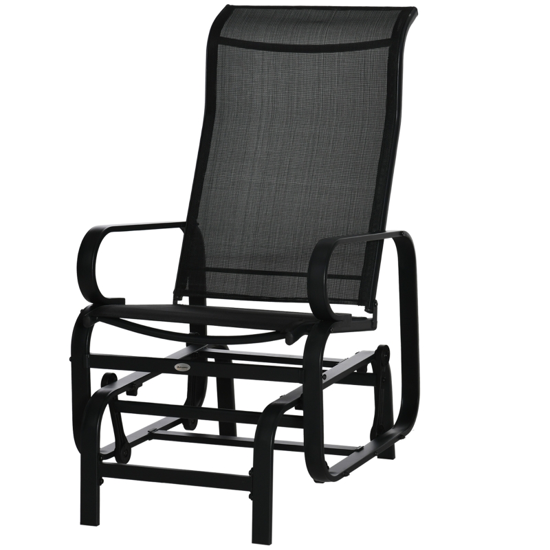 Best Outdoor Gliding Rocking Chair with Sturdy Metal Frame Garden Comfortable Swing Chair, Black - Image 11