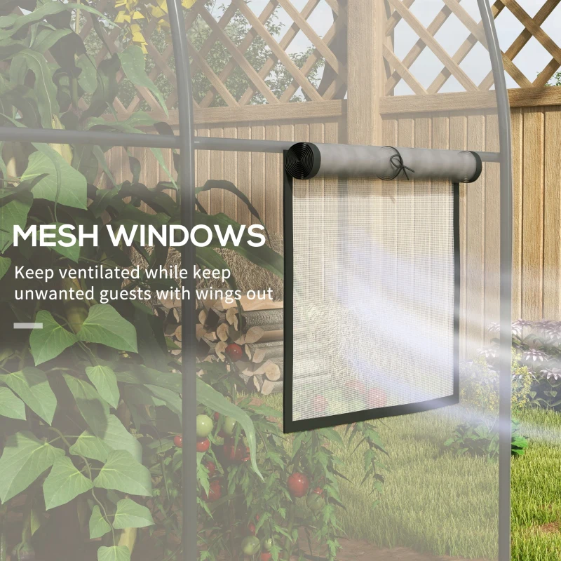 Best Polytunnel Greenhouse Walk-in Grow House with Plasric Cover, Door, Mesh Window and Steel Frame, 3 x 2 x 2m, Clear - Image 6