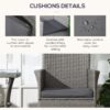 Best 3 Pieces Rattan Bistro Set, Wicker Garden Furniture Set with 2-Tier Coffee Table and Chairs, Washable Cushions, for Outdoor Patio Balcony, Grey - Image 6