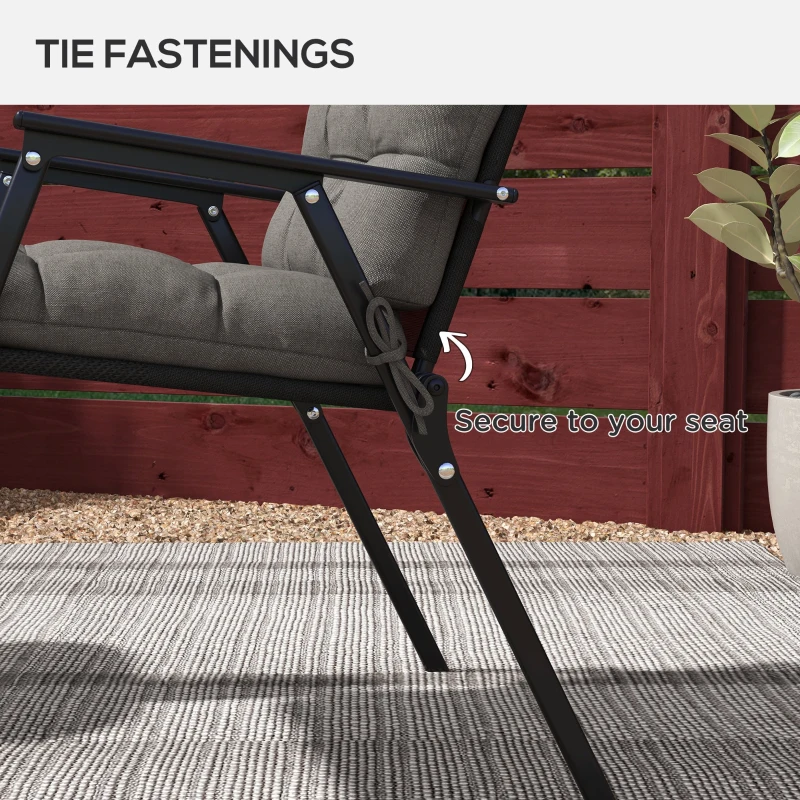 Best 2-Piece Seat Cushion Replacement with Backrest, Garden Patio Chair Cushions Set with Ties, Charcoal Grey - Image 5