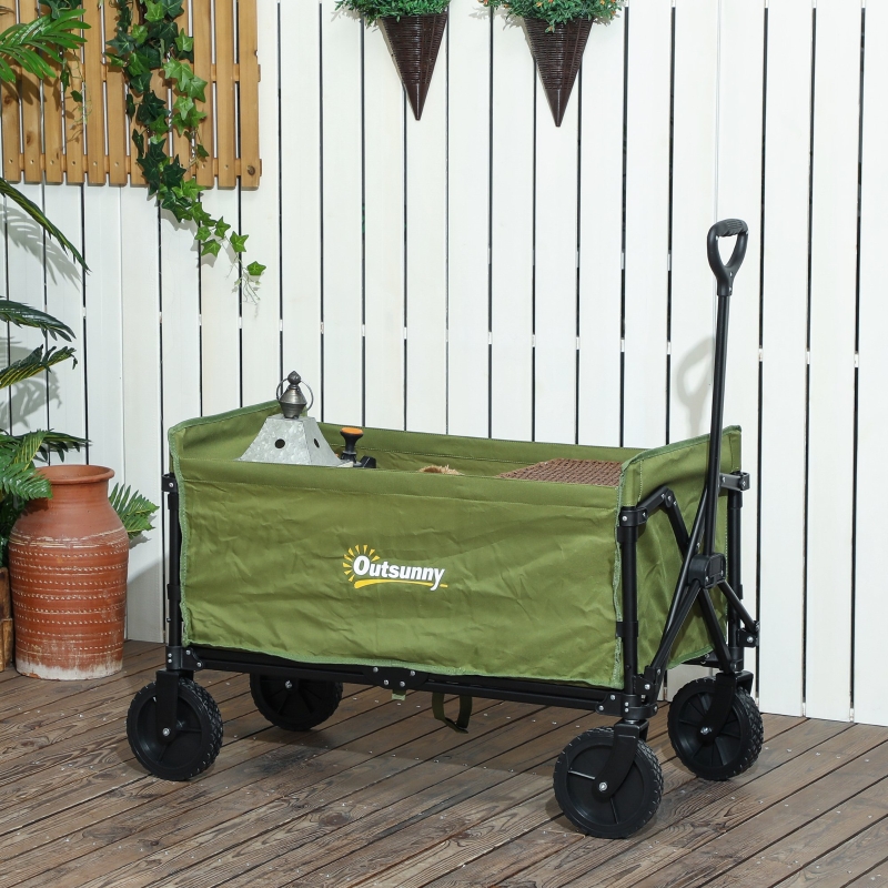 Best 120L Festival Trolley on Wheels, Folding & Compact Camping Trolley Cart with Adjustable Handle for Garden, Beach, Fishing, Green - Image 10