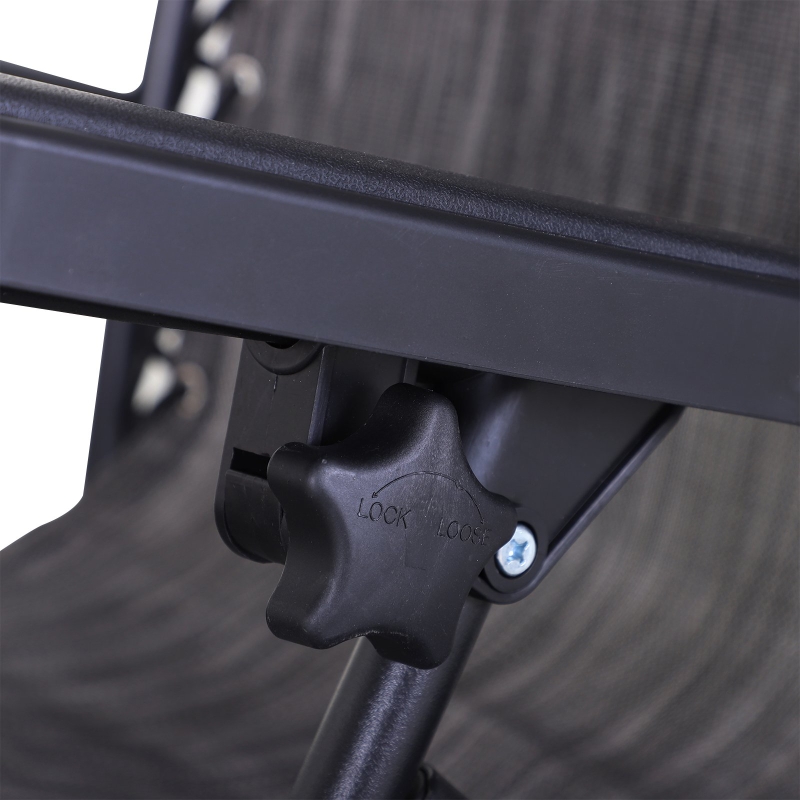 Best 2 Piece Foldable Reclining Garden Chair with Headrest, Zero Gravity Deck Sun Lounger Seat Chair with Footrest, Armrest, Cup Holder & Canopy Shade, Grey - Image 9