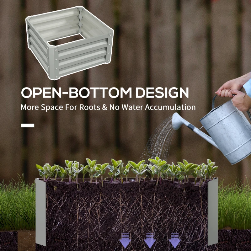Best Set of Two 60 x 60cm Steel Planter Boxes - Light Grey - Image 5