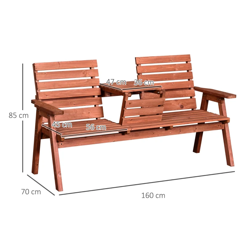 Best Fir Wood Convertible 2 to 3 Seater Outdoor Garden Bench Wood Tone - Image 3