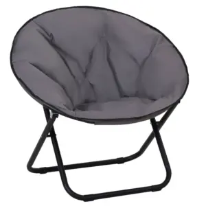 Best Garden Folding Portable Padded Saucer Moon Chair Padded Round Outdoor Camping Travel Fishing Seat Grey