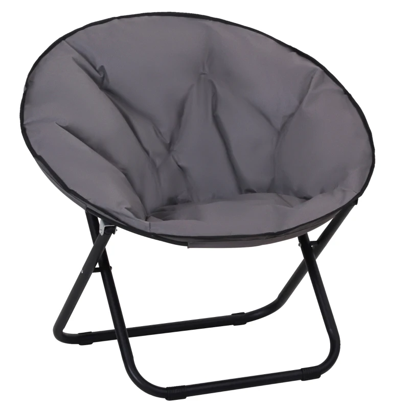 Best Garden Folding Portable Padded Saucer Moon Chair Padded Round Outdoor Camping Travel Fishing Seat Grey