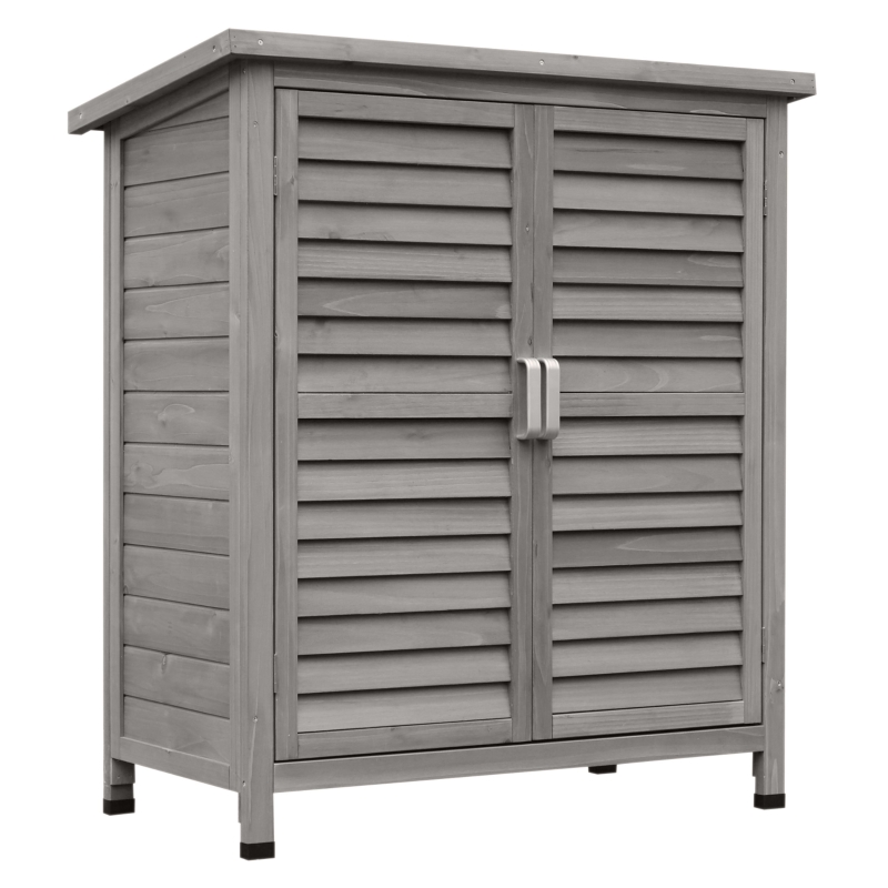 Best Garden Shed Wooden Garden Storage Shed 2 Door Unit Solid Fir Wood Garage Tool Organisation Cabinet, 87L x 46.5W x 96.5Hcm, Grey - Image 11
