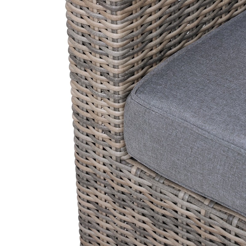 Best 5 Piece Rattan Garden Furniture Set w/ 10cm Thick Cushions, Aluminium Frame Wicker Outdoor Balcony Sofa Set with Corner Armchairs, Ottomans, and Glass Top Table, Mixed Brown - Image 9