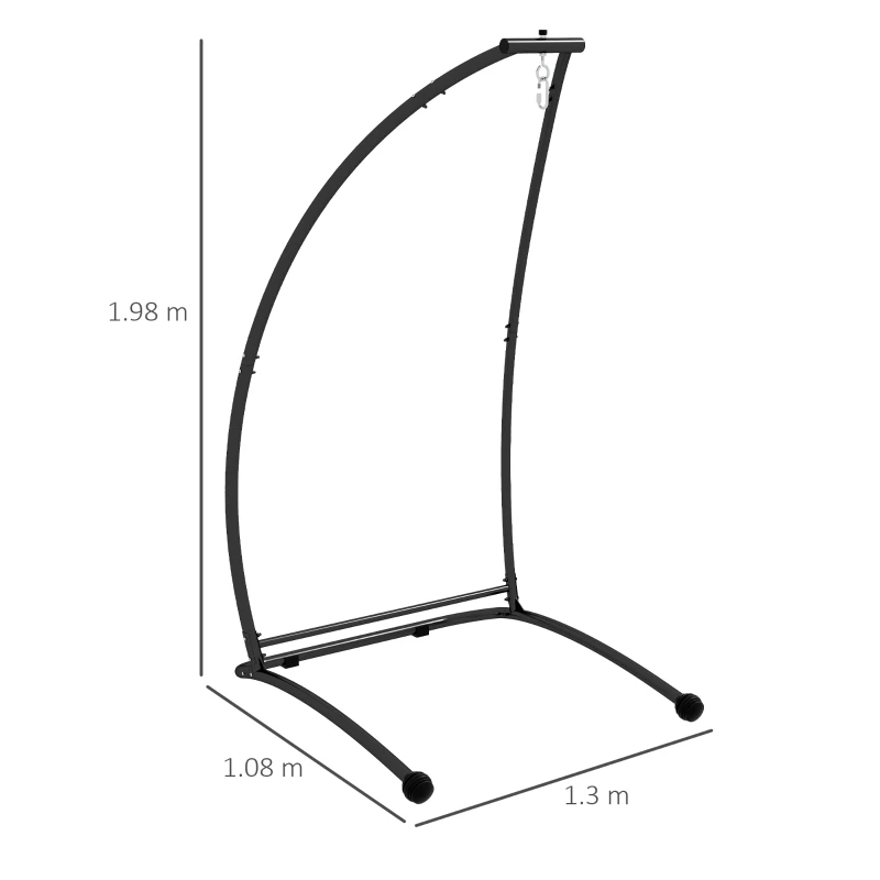 Best Hammock Chair Stand, C Shape Hanging Heavy Duty Metal Frame Hammock Stand for Hanging Hammock Air Porch Swing Chair, Indoor & Outdoor Use, Black - Image 3