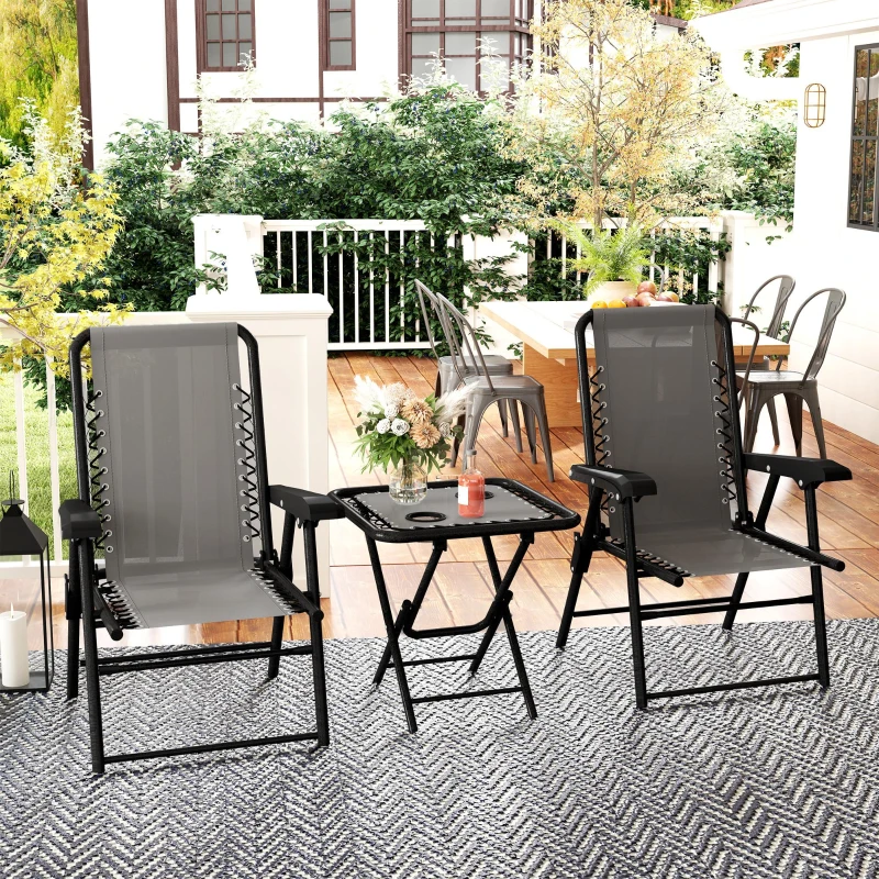 Best Three-Piece Garden Table and Chair Set - Dark Grey - Image 2