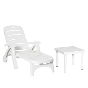 Best 2pcs Garden Furniture Set Outdoor Furniture Set Dining Table, 1 Lounge Chair and 1 Garden Side Table White