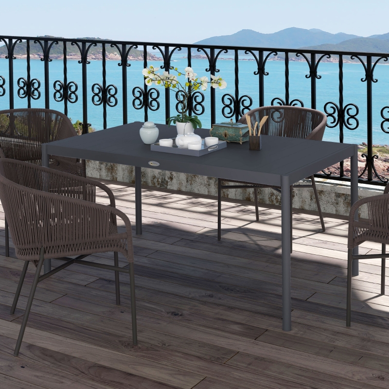 Best Six-Seater Outdoor Table with Slatted Aluminium Top and Steel Legs - Image 10