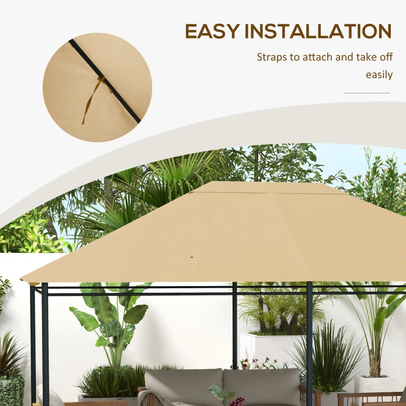 Best 3 x 4m Gazebo Canopy Replacement Cover, Gazebo Roof Replacement (TOP COVER ONLY), Khaki - Image 6