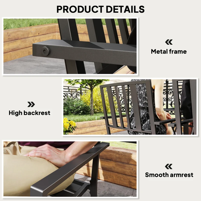 Best Set of Four Minimal Metal Garden Chairs - Black - Image 6