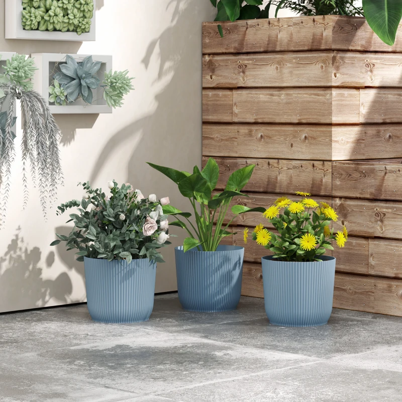 Best Set of Three Ф22cm Planters - Blue - Image 7