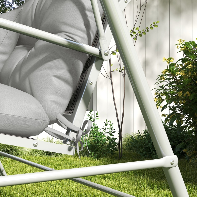 Best Back and Seat Cushion Replacement with 2 Pillows, Patio Chair Cushions Set with Ties, Light Grey - Image 9