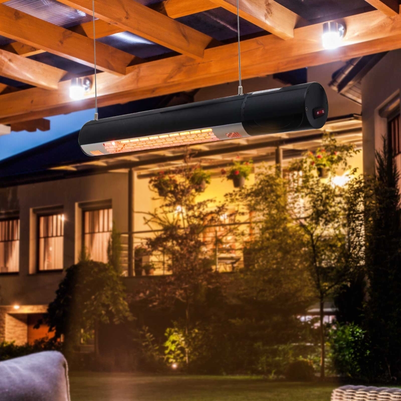 Best Outdoor Patio Garden Warmer 1500W Wall Mounted Electric Infrared Halogen Heater with Remote Control Black - Image 10