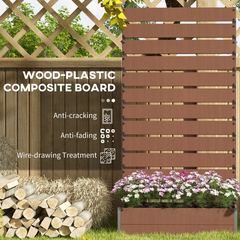 Best Raised Bed for Garden, Planter with Trellis for Climbing Plants, Vines, Planter Box with Drainage Gap, Light Brown - Image 5