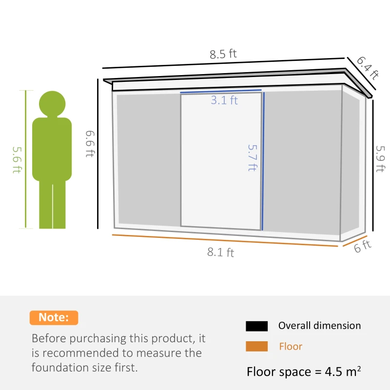 Best 8.5 x 6ft Metal Shed with Lightsky Panels, Garden Storage Tool House with Double Doors for Garden, Patio and Lawn, Green - Image 3