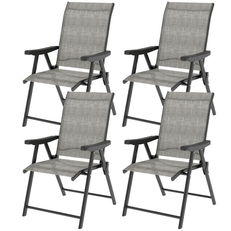 Best Set of Four Folding Outdoor Chairs - Black/Grey - Image 11