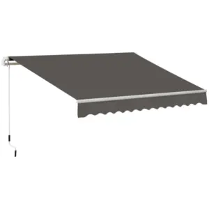 Best Awning Canopy Manual Retractable Porch Sun Shade Shelter 3 x 2m Grey