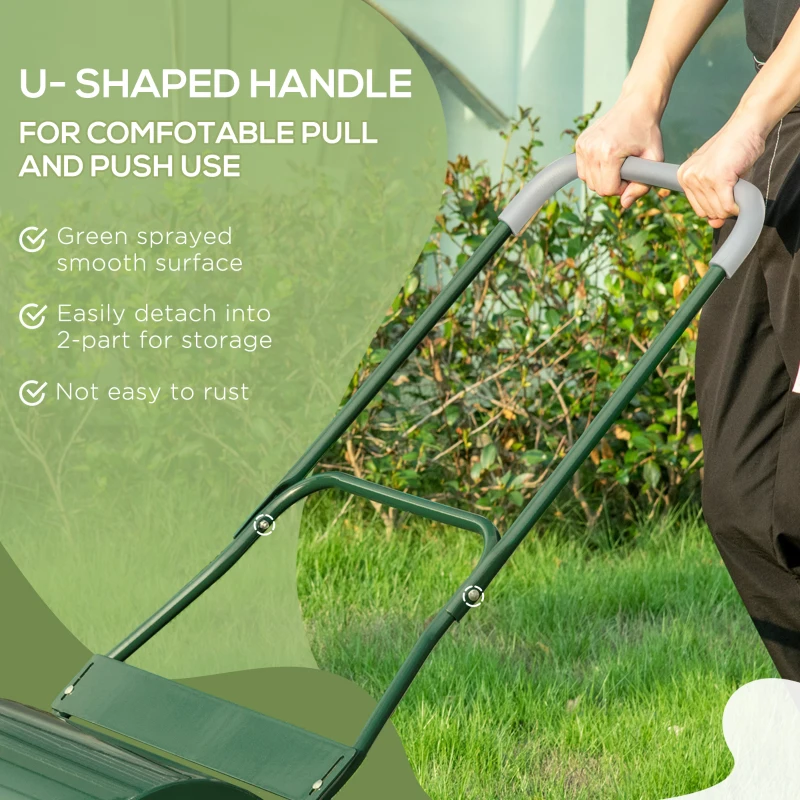 Best 40L Lawn Roller Drum Scraper Bar Collapsible Handle Water or Sand Filled Φ32cm Green - Image 5