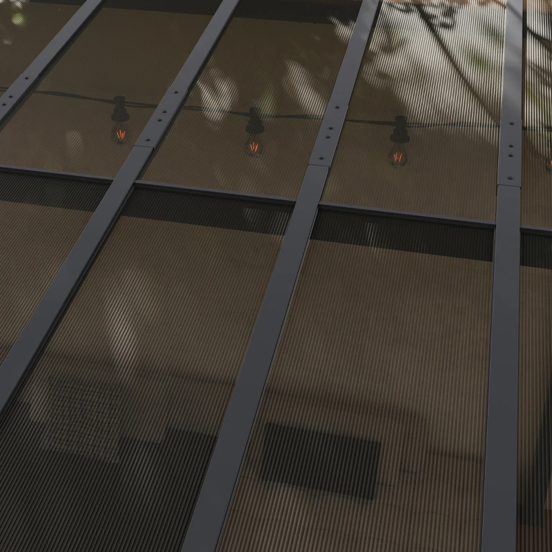 Best 3 x 3(m) Metal Pergola with UPF 50+ and Waterproof Polycarbonate Roof, Wall-Mounted or Free Standing Garden Gazebo, Wind-resistant Outdoor Sun Shade, Dark Grey - Image 8