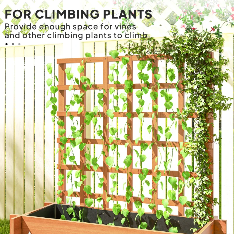 Best 3 Tier Garden Planters with Trellis for Vine Climbing, Wooden Raised Beds, 95x95x110cm, Brown - Image 4