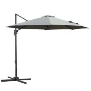 Best 3(m) Offset Parasol Cantilever Hanging Umbrella 360° Rotation w/ Base Dark Grey
