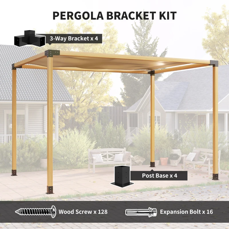Best Pergola Kit, DIY Pergola Brackets with 3-Way Pergola Corner Brackets and Post Base for 4" x 4" (Actual 3.6" x 3.6") Lumber, 8 PCS Includes Screws - Image 4