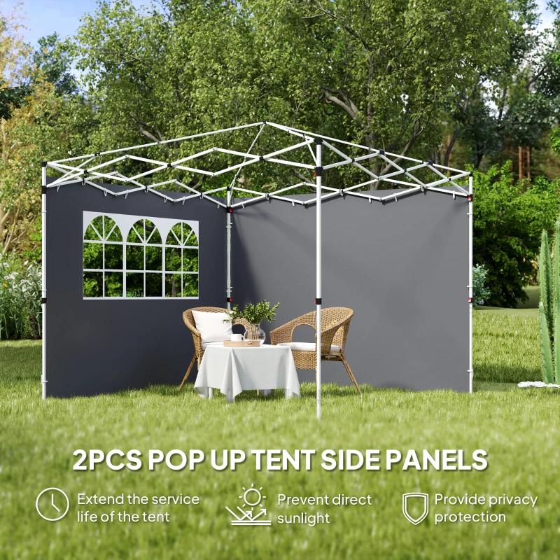 Best 3 Meters Gazebo Replaceable Exchangeable Side Panel Wall Panels Walls With Window, Dark Grey - Image 4