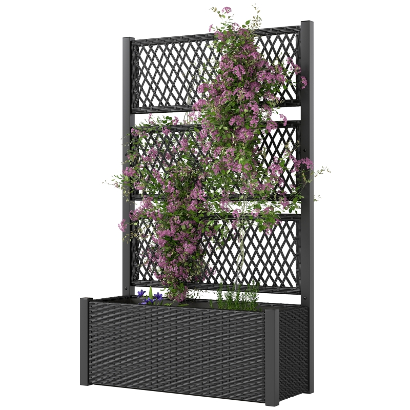 Best Garden Planter Box with Trellis, Liner for Climbing Plants, Vegetables, Flowers, 90 x 35 x 148 cm, Charcoal Grey - Image 11