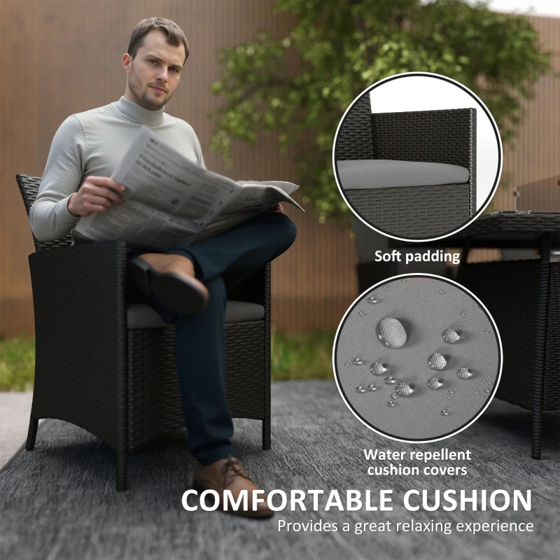 Best 7 Pieces Outdoor Rattan Garden Furniture with Fire Pit Table, 6 Seater Garden Table and Chairs with Cushions, Rattan Dining Set with Propane Heater Table, Windscreen, 50,000 BTU, Black - Image 5