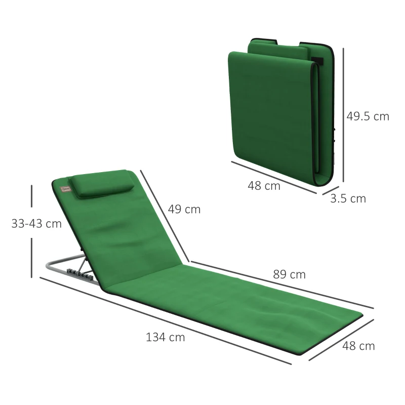 Best Set of Two Metal Frame Beach Chairs, with Reclining Backs - Green - Image 3
