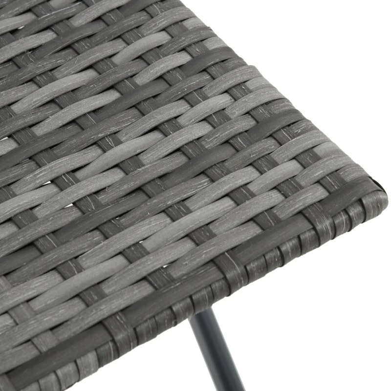 Best 3 Pieces Rattan Bistro Set, Wicker Folding Garden Furniture Set with Glass Top Coffee Table and Chairs for Outdoor, Patio, Balcony, Grey - Image 8