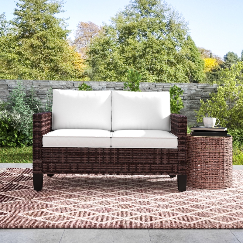 Best Two-Seater Rattan Outdoor Sofa - Brown - Image 9