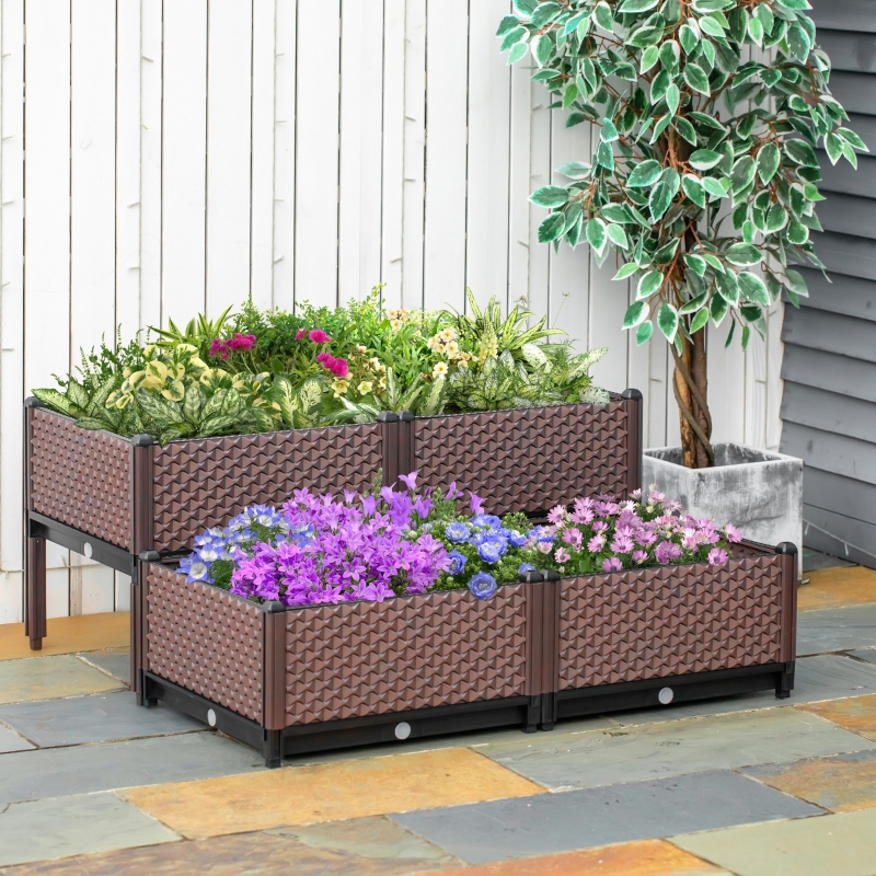 Best 50cm x 50cm x 46.5cm Set of 4 41L Garden Raised Bed Kit, PP DIY Elevated Planter Box, Flower Vegetables Planting Container with Self-Watering Design and Drainage Holes - Image 10