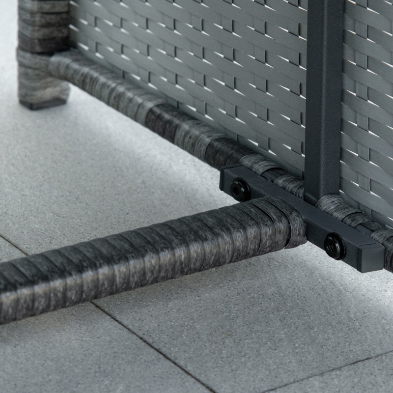 Best 4 Pieces PE Rattan Garden Sofa Set with Cushions, Outdoor Patio Wicker Weave Conservatory Furniture Set with a Loveseat, 2 Armchairs and a Glass Top Coffee Table, Grey - Image 9