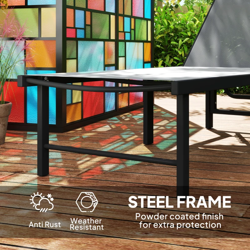 Best Set of Two Reclining Sun Loungers - Grey - Image 6