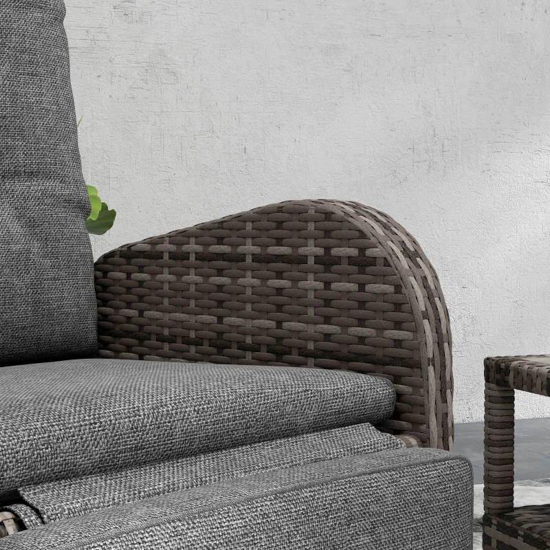 Best 2 Seater Patio Rattan Chaise Lounge Sofa Set with Fabric Cushion, Grey and Brown - Image 8