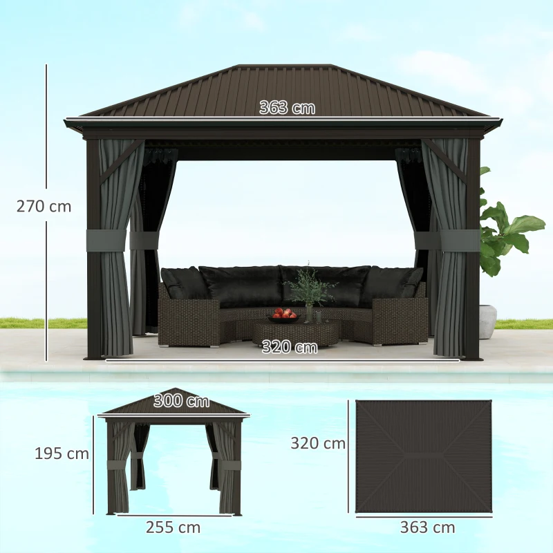 Best 3.6 x 3(m) Aluminium Frame Hardtop Gazebo, with Accessories - Image 3