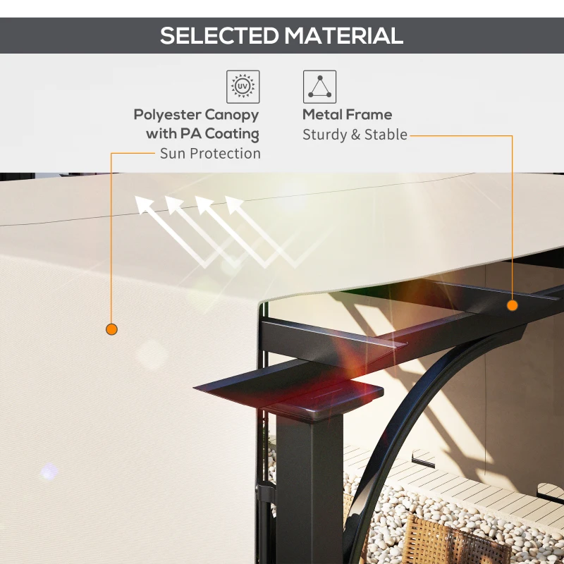 Best 3 x 3(m) Outdoor Pergola, Garden Pergola Gazebo with Adjustable Canopy, Beige - Image 4