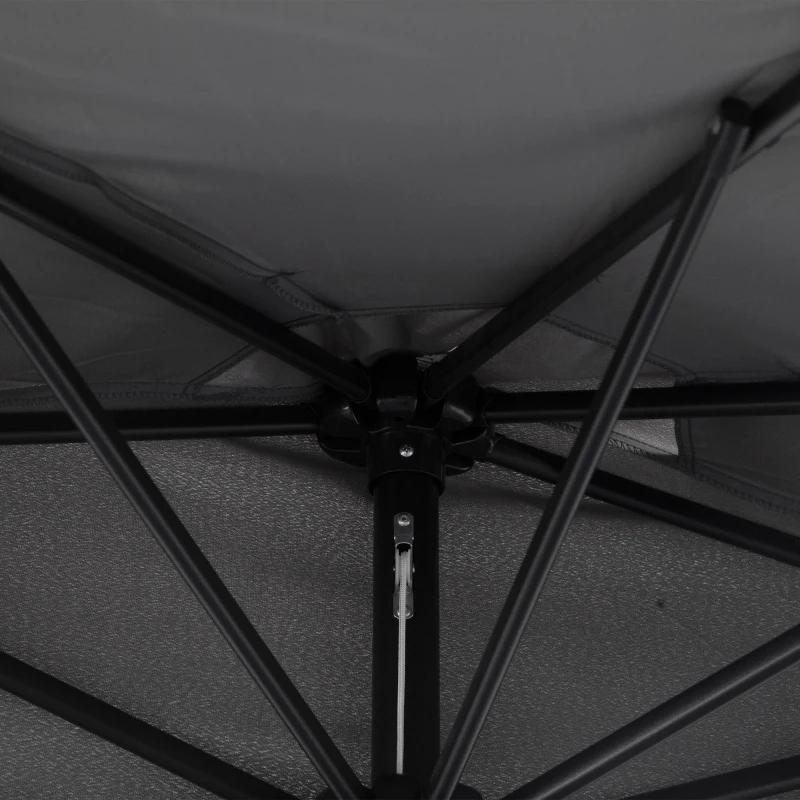 Best 3(m) Half Parasol Semi Round Umbrella Patio Metal Frame Crank Handle for Balcony-- NO BASE INCLUDED, Grey - Image 8