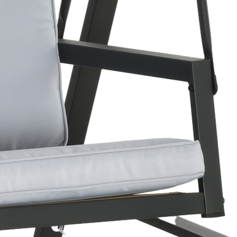 Best Three-Seat Garden Swing Chair, with Adjustable Canopy - Grey - Image 9