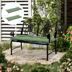 Best Polyester Set Of 2 Swing Chair Cushion Green Stripes