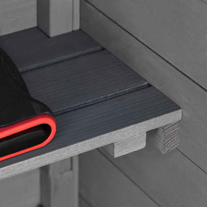 Best Wooden Garden Storage Shed Utility Gardener Cabinet w/ 3 Shelves, Tilted-felt Roof and Two Lockable Doors, 79cm x 49cm x 191.5cm, Dark Grey - Image 8