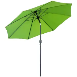 Best 2.7M Garden Parasol Umbrella with Glass Fibre Ribs and Aluminium Frame, Tilting Sun Shade Shelter Canopy, Light Green